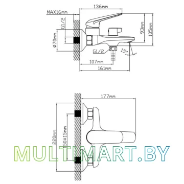 Смеситель AV Engineering AVPOS3-A176-130 картинка 2